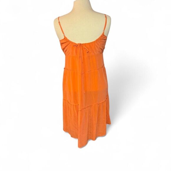 BCBGMaxAzria Women's Orange Spaghetti Strap Tiered Mini Dress Size Small - Picture 2 of 6